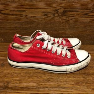 Converse all star lo red shoes white sneakers womens size 11 mens size 9 M9696